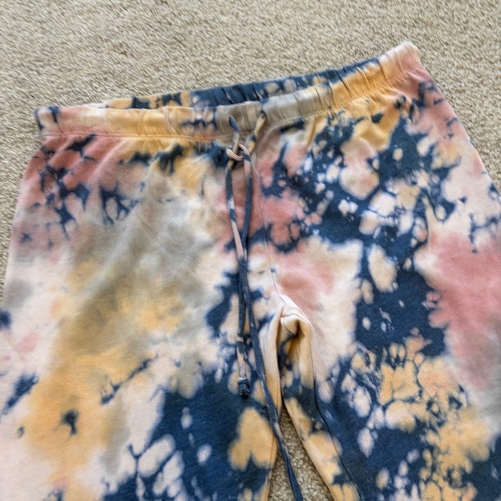 Free People Tie-Dye Track Pants in Navy, Pink, Yellow - Picture 2 of 12